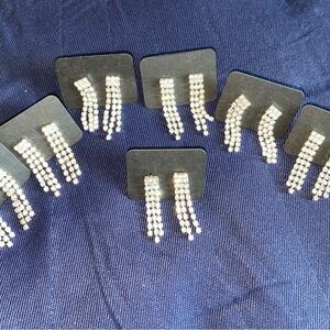 1 bundle of 7 pairs earrings chandelier 3 tiers rhinestones